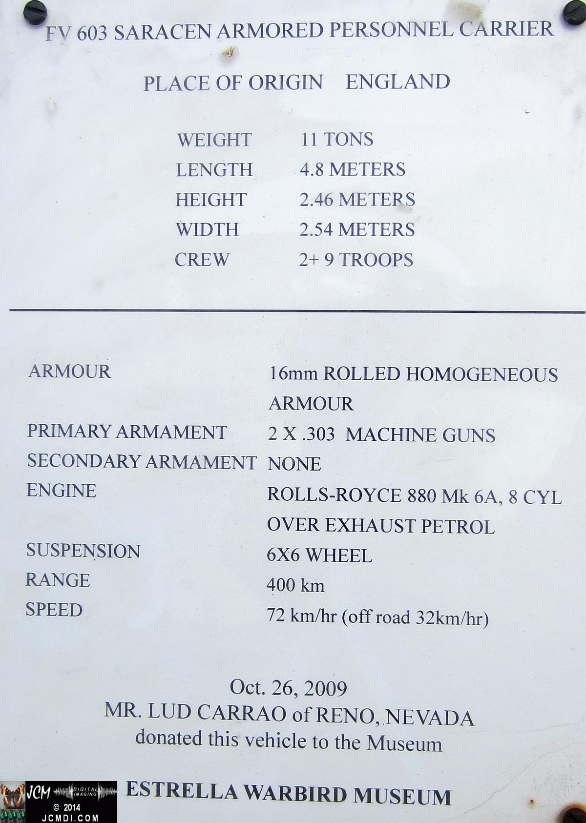 Estrella Warbird Museum Paso Robles FV603 Saracen Armored Personnel Carrier